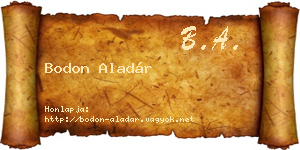 Bodon Aladár névjegykártya